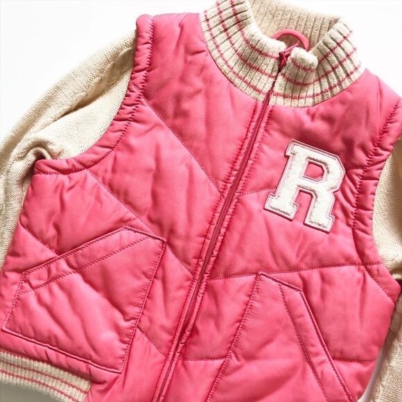 Roots pink quilt/ knit sleeve mix jacket EUC 4T - Picture 2 of 6